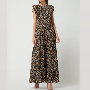Black and Gold Patterned Maxi Dress
